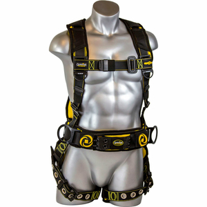 CYCLONE CONSTRUCTION HARNESS, PASS-THRU CHEST, TONGUE BUCKLE LEGS & WAIST, M/L, 130-329LBS by Guardian Fall Protection