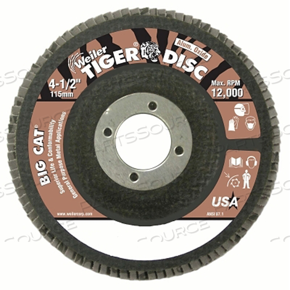 FLAP DISC 4-1/2 DIA. 12000 RPM 60 GRIT by Weiler