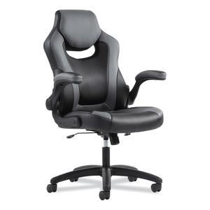 9-ONE-ONE HIGH-BACK RACING STYLE CHAIR WITH FLIP-UP ARMS, SUPPORTS UP TO 225 LB, BLACK SEAT, GRAY BACK, BLACK BASE by Sadie