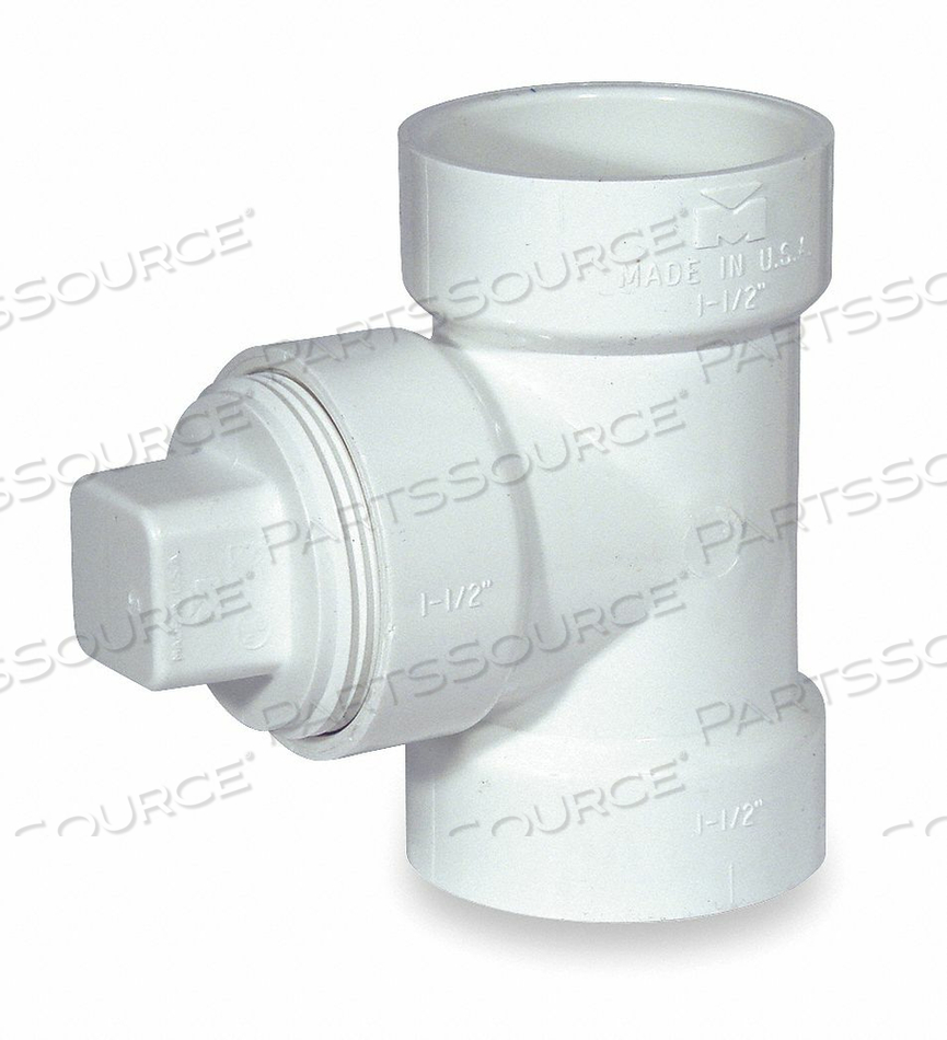 CLEANOUT TEE WITH PLUG, SCHEDULE 40, 1 1/2 IN X 1 1/2 IN X 1 1/2 IN FITTING PIPE SIZE, WHITE by Charlotte Pipe And Foundry Co. CLEANOUT TEE WITH PLUG, SCHEDULE 40, 1 1/2 IN X 1 1/2 IN X 1 1/2 IN FITTING PIPE SIZE, WHITE by Charlotte Pipe And Foundry Co.