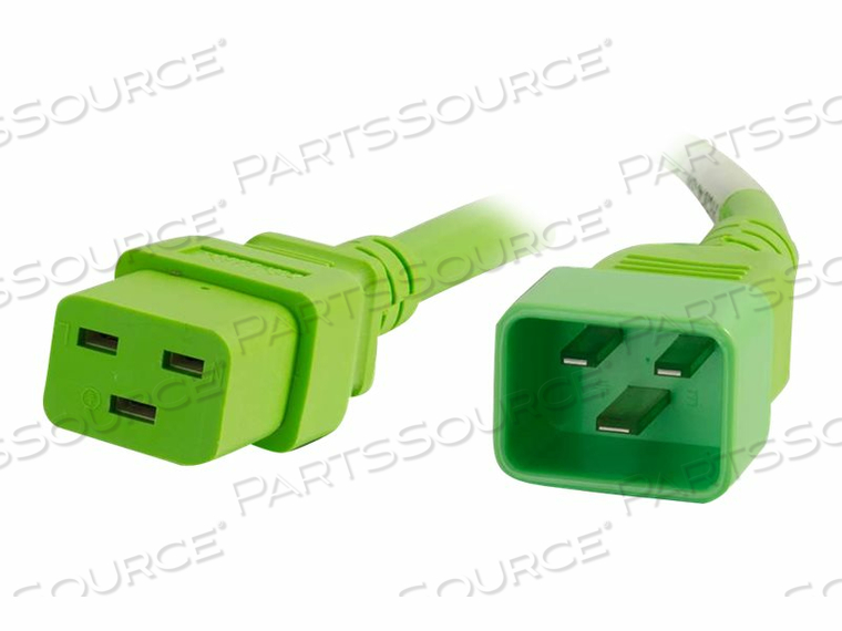POWER CORD, 6 FT, 20 A, 250 V, IEC 320-C20 TO IEC 320-C19, GREEN 
