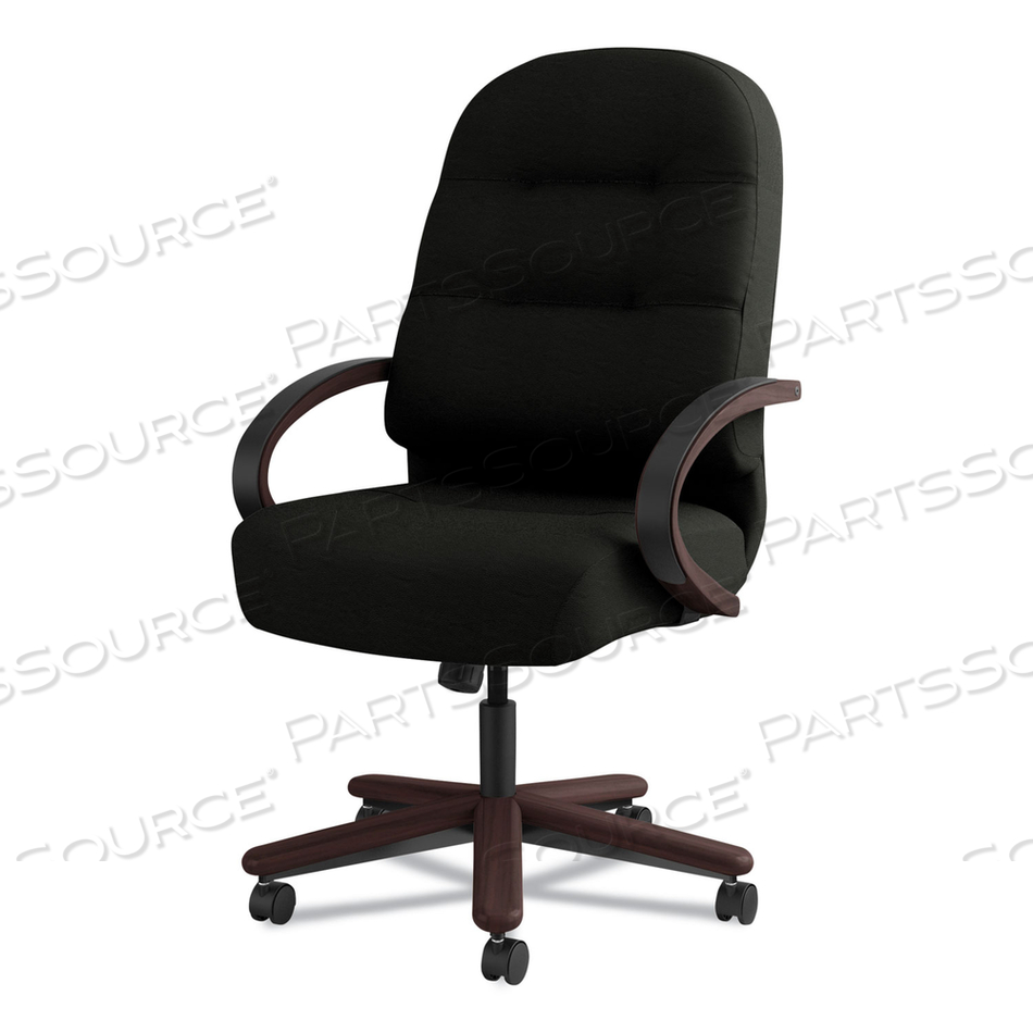 PILLOW-SOFT 2190 SERIES EXECUTIVE HIGH-BACK CHAIR, SUPPORTS 300 LB, 16.75" TO 21.25" SEAT, BLACK SEAT/BACK, MAHOGANY BASE 