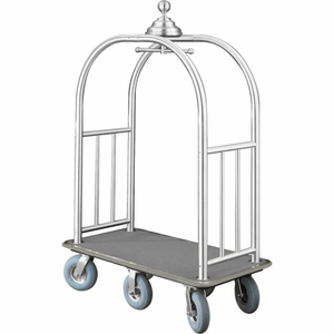 BALL CROWN BELLMAN CART 48X25 SATIN ALUMINUM GRAY CARPET, 6 GRAY PNEU WHEELS by Glaro Products Inc