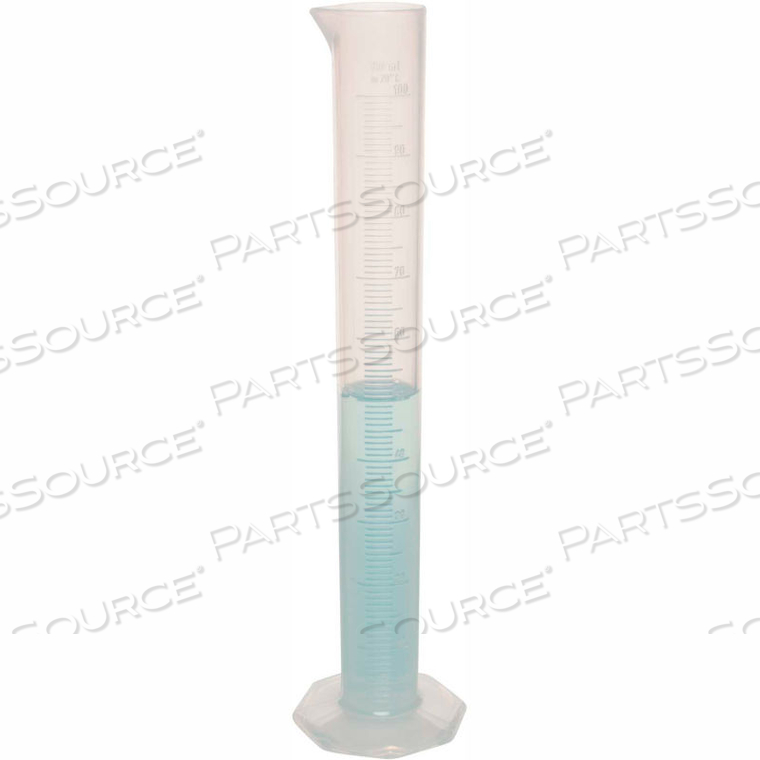 SINGLE SCALE GRADUATED CYLINDER, 100ML CAPACITY, 1.0ML GRADUATION, CLEAR, 1/PK by Bel-Art Products