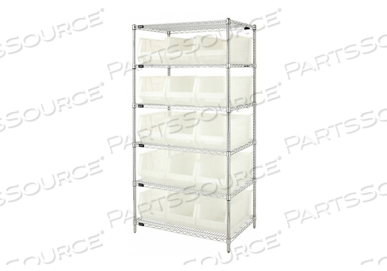 BIN SHELVING 74 OVERALL H 15 BINS CLEAR by Quantum Storage Systems BIN SHELVING 74 OVERALL H 15 BINS CLEAR by Quantum Storage Systems