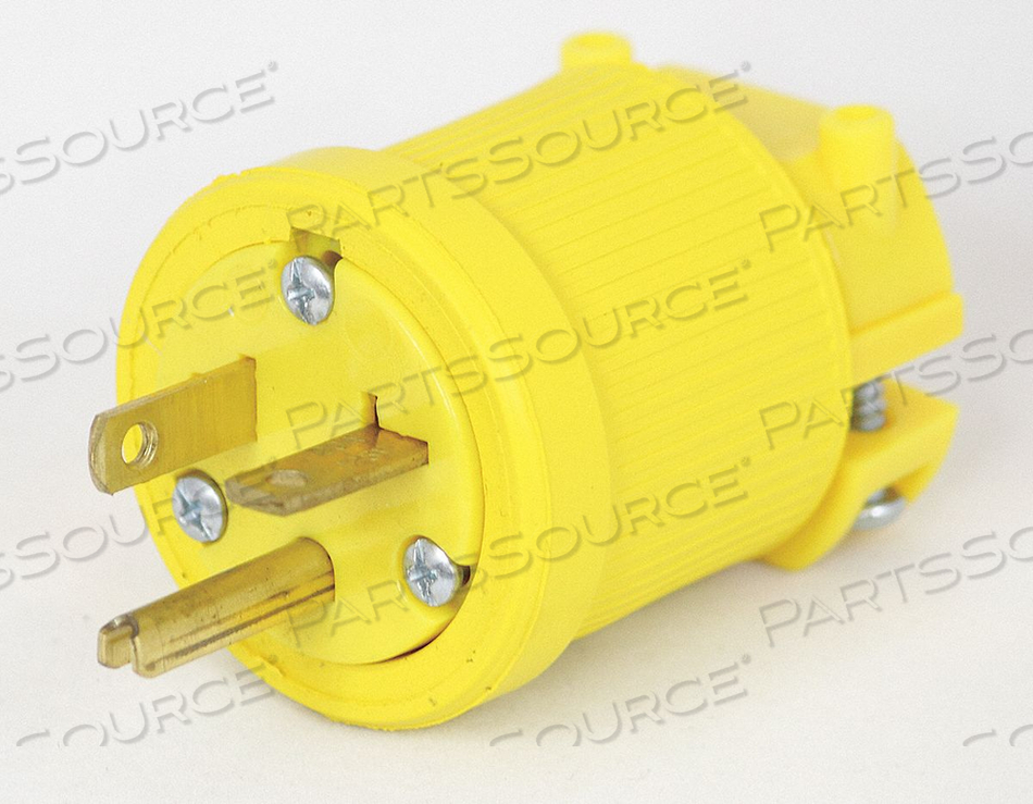 DUST TIGHT STRAIGHT BLADE PLUG, 5-20P, 20 A, 125V AC, YELLOW, 2 POLES by KH Industries