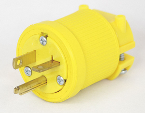 DUST TIGHT STRAIGHT BLADE PLUG, 5-20P, 20 A, 125V AC, YELLOW, 2 POLES by KH Industries