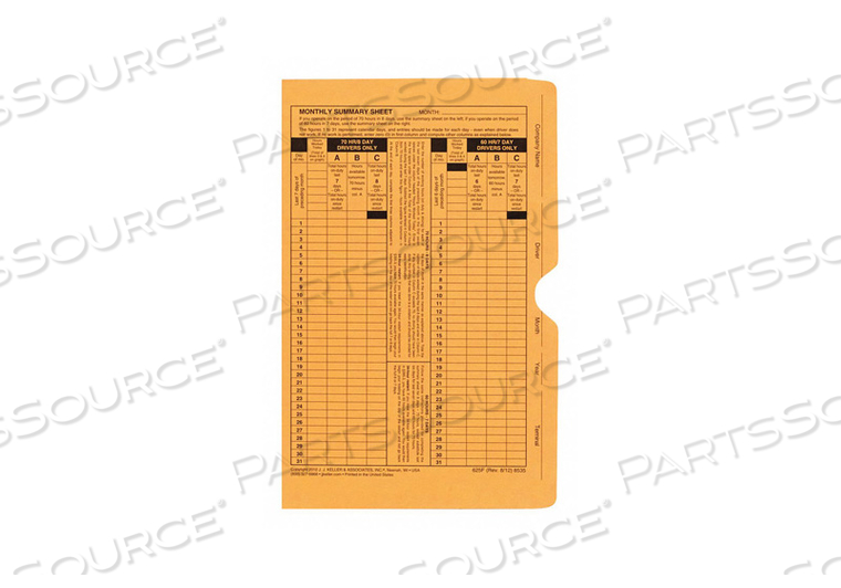 MONTHLY LOG SUMMARY ENVELOPES by J.J. Keller & Associates