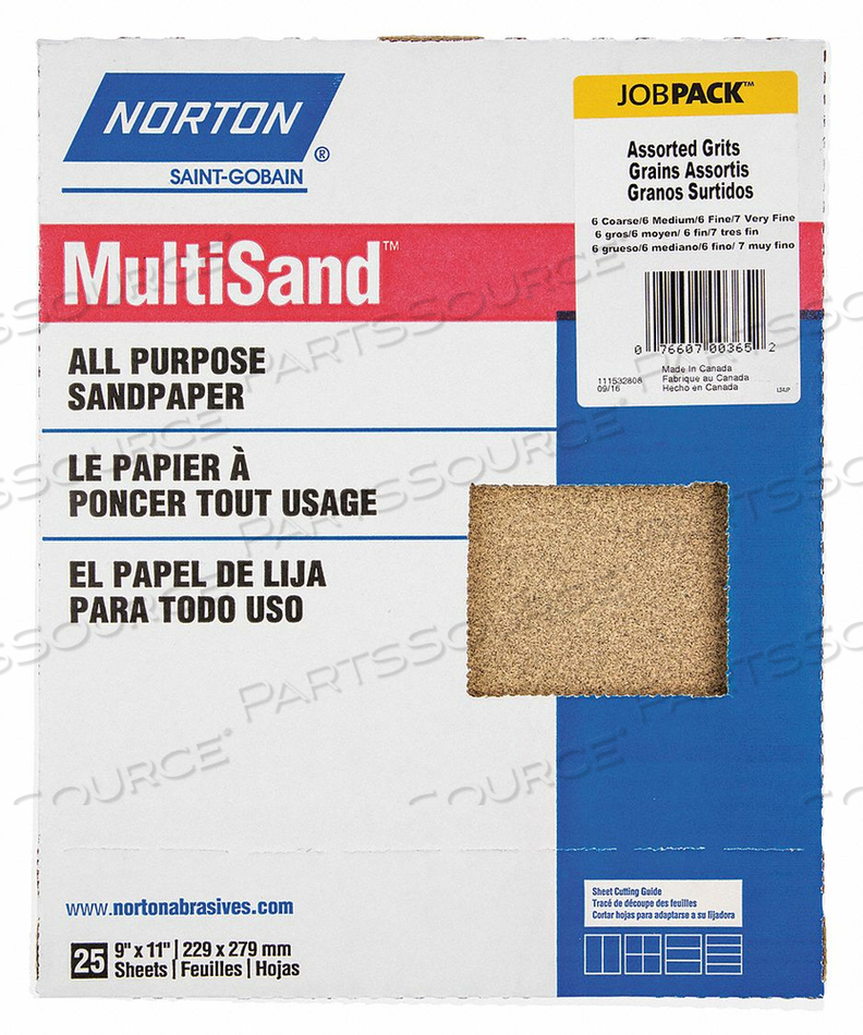 SANDING SHEET ASST 25 PC 9X11 IN by Norton | Saint-Gobain Abrasives