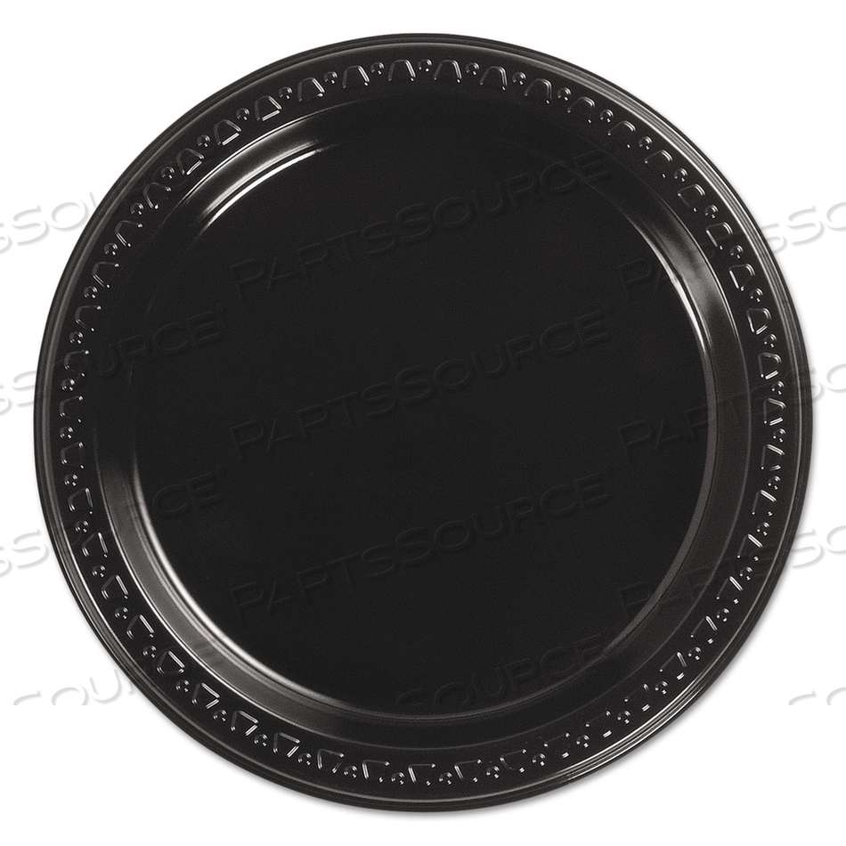 HEAVYWEIGHT PLASTIC PLATES, 7" DIA, BLACK, 125/PACK, 8 PACKS/CARTON 