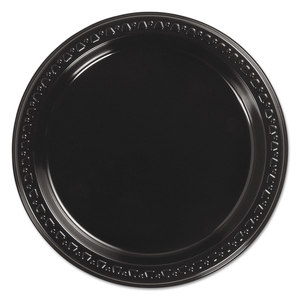 HEAVYWEIGHT PLASTIC PLATES, 7" DIA, BLACK, 125/PACK, 8 PACKS/CARTON by Chinet