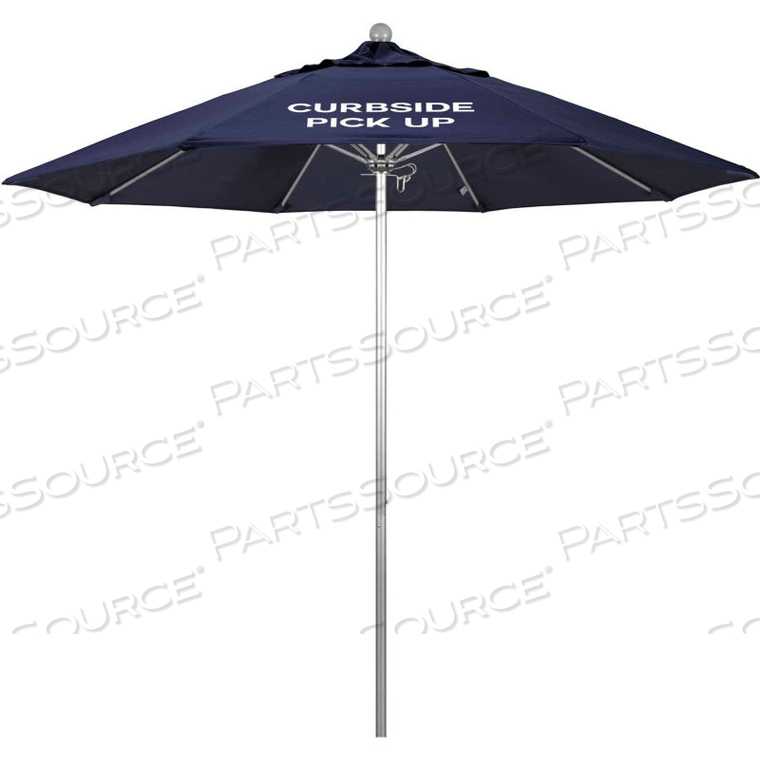 CALIFORNIA UMBRELLA 9' CURBSIDE PICK UP UMBRELLA - SUNBRELLA NAVY - SILVER POLE 