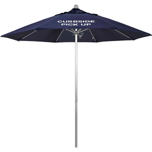 CALIFORNIA UMBRELLA 9' CURBSIDE PICK UP UMBRELLA - SUNBRELLA NAVY - SILVER POLE by March Products Inc