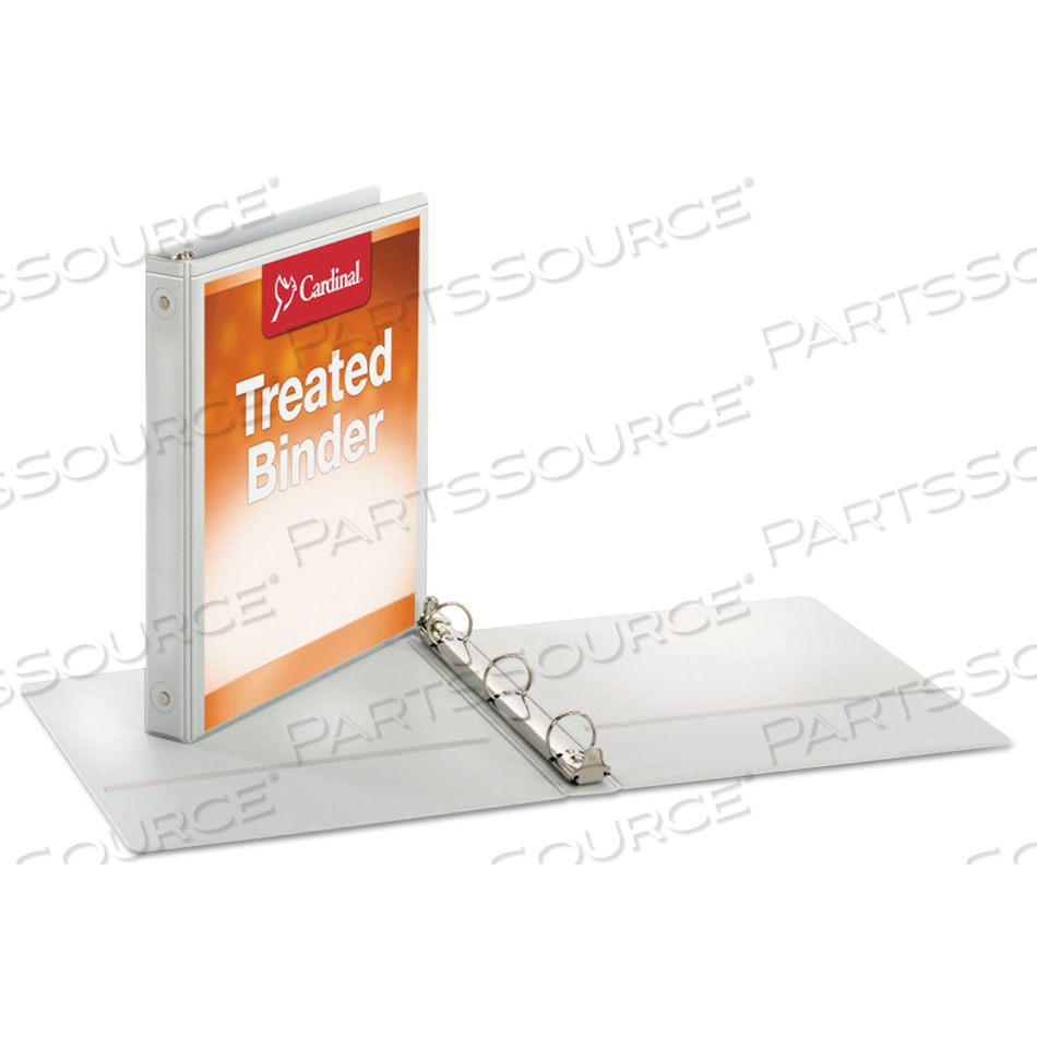 TREATED BINDER CLEARVUE LOCKING ROUND RING BINDER, 3 RINGS, 1" CAPACITY, 11 X 8.5, WHITE 