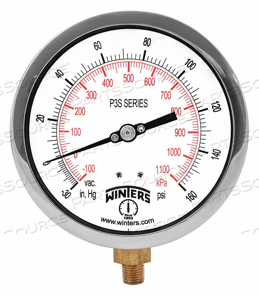 COMPOUND GAUGE 4-1/2 DIAL SIZE BLACK by Winters Instruments