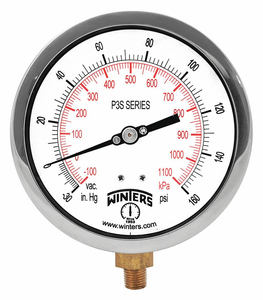 COMPOUND GAUGE 4-1/2 DIAL SIZE BLACK by Winters Instruments