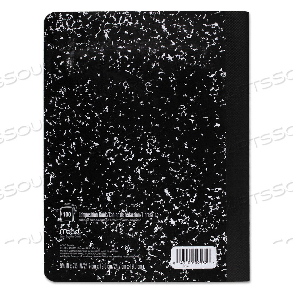 SQUARE DEAL COMPOSITION BOOK, MEDIUM/COLLEGE RULE, BLACK COVER, 9.75 X 7.5, 100 SHEETS by Mead SQUARE DEAL COMPOSITION BOOK, MEDIUM/COLLEGE RULE, BLACK COVER, 9.75 X 7.5, 100 SHEETS by Mead