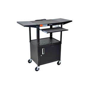 STEEL SECURITY WORKSTATION, DROP LEAF SHELVES & KEYBOARD by Luxor