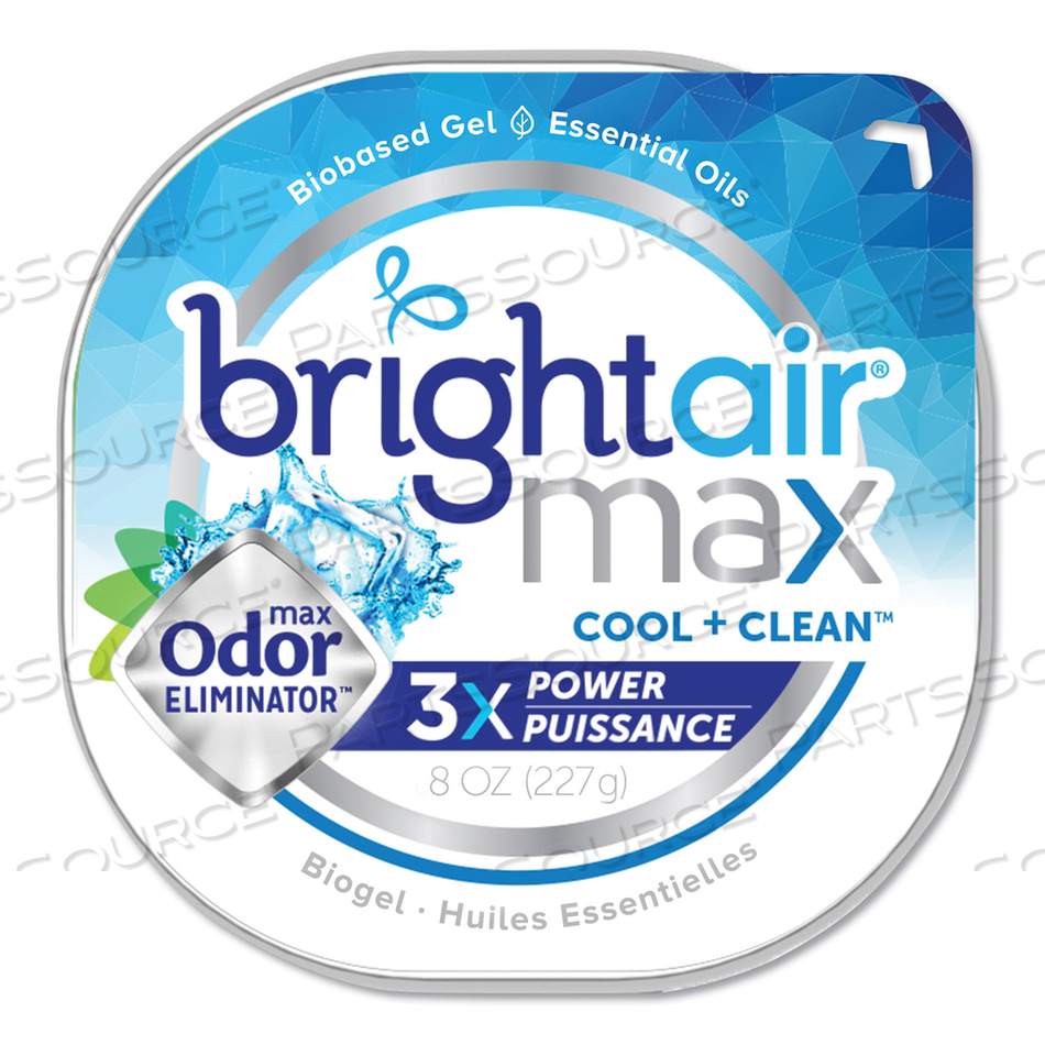 MAX ODOR ELIMINATOR AIR FRESHENER, COOL AND CLEAN, 8 OZ JAR by Bright Air MAX ODOR ELIMINATOR AIR FRESHENER, COOL AND CLEAN, 8 OZ JAR by Bright Air