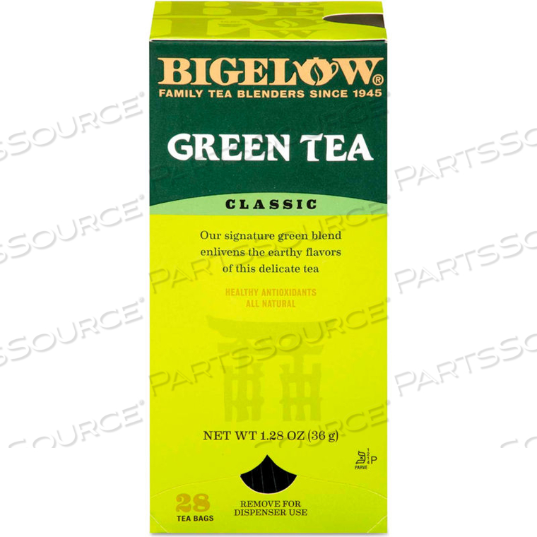 SINGLE FLAVOR TEA, GREEN, 8 OZ SINGLE CUP BAGS, 28/BOX by Bigelow