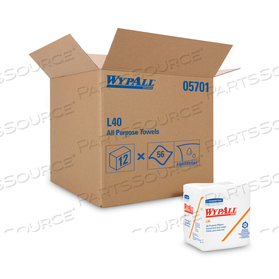 L40 TOWELS, 1/4 FOLD, 12.5 X 12, WHITE, 56/BOX, 18 PACKS/CARTON by WypAll