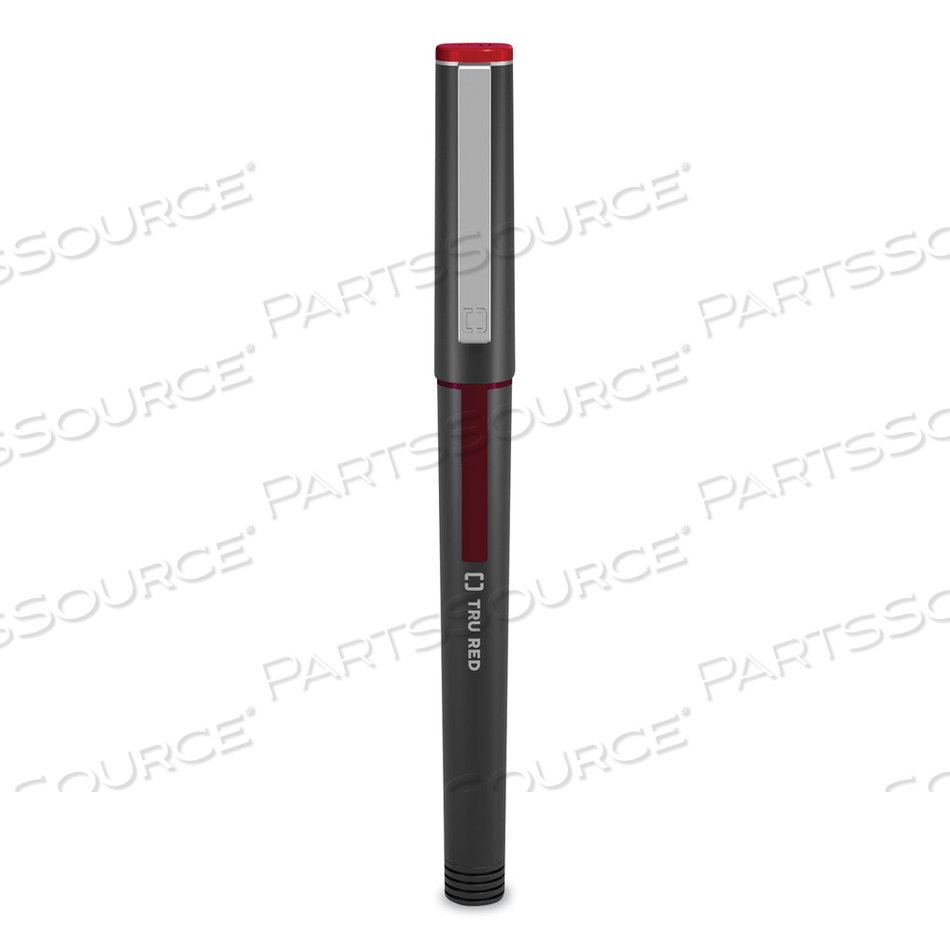 ROLLER BALL PEN, STICK, FINE 0.5 MM, RED INK, BLACK BARREL by TRU RED ROLLER BALL PEN, STICK, FINE 0.5 MM, RED INK, BLACK BARREL by TRU RED
