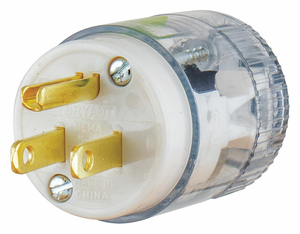 STRAIGHT BLADE PLUG, 5-15P, 15 A, 125V AC, CLEAR, 2 POLES, SCREW TERMINALS by Hubbell Power Systems
