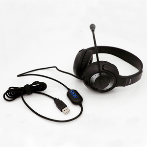 AE-55 PERSONAL ON-EAR HEADSET WITH MICROPHONE AND USB PLUG, BLACK by Avid Products