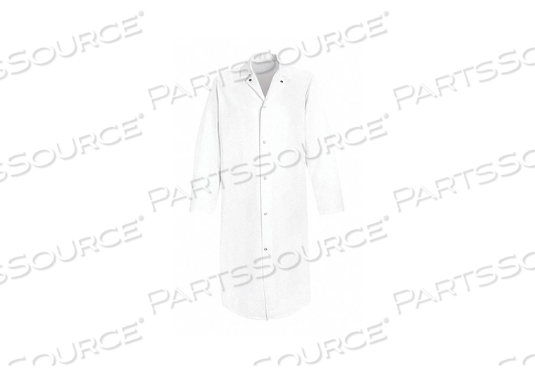 RED KAP GRIPPER-FRONT BUTCHER FROCK W/O POCKETS, WHITE, POLYESTER/COTTON TWILL, M by VF Imagewear, Inc.