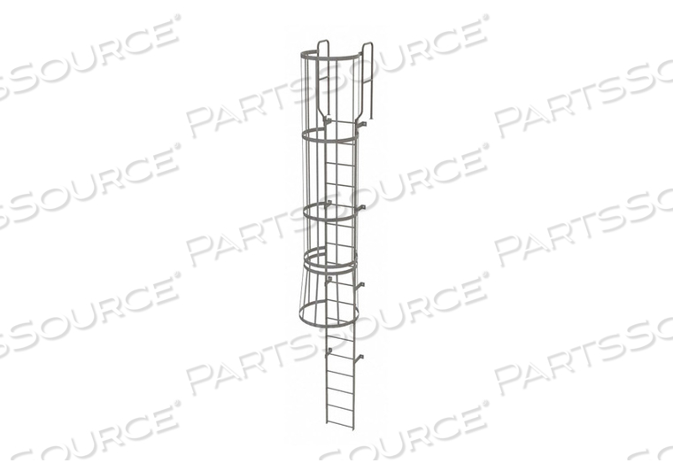 17 STEP STEEL CAGED WALK THROUGH FIXED ACCESS LADDER, GRAY by Tri-Arc 17 STEP STEEL CAGED WALK THROUGH FIXED ACCESS LADDER, GRAY by Tri-Arc
