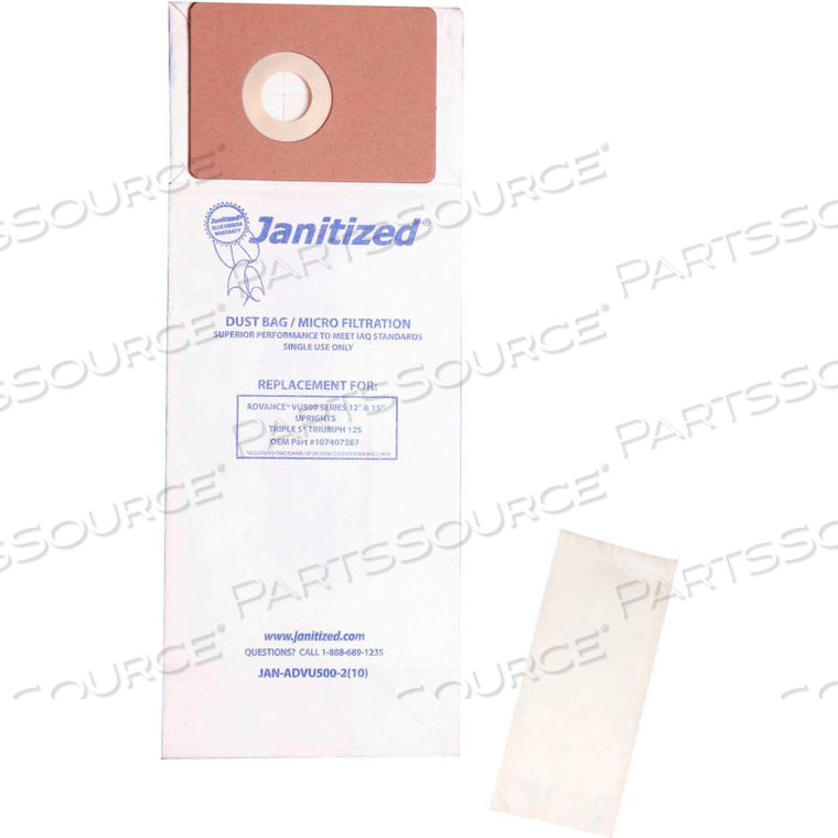 ADVANCE PAPER VACUUM BAG FOR ADVANCE VU500 by Apc Filtration Inc ADVANCE PAPER VACUUM BAG FOR ADVANCE VU500 by Apc Filtration Inc