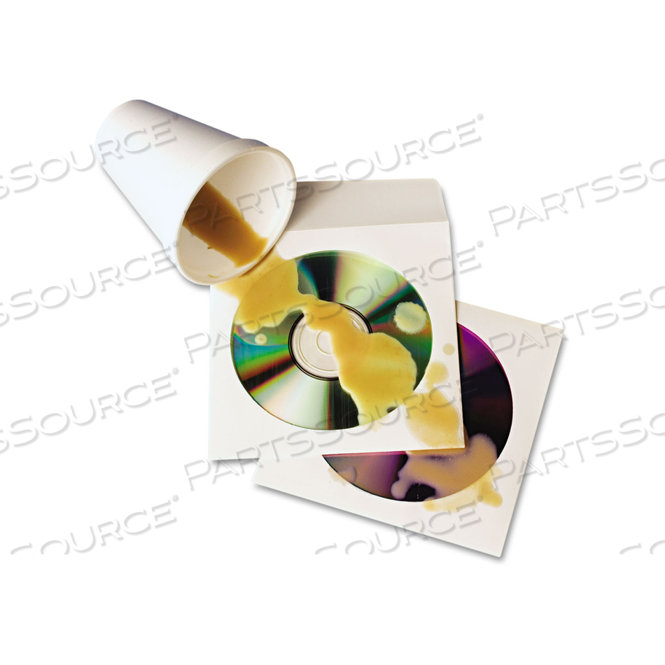 TECH-NO-TEAR POLY/PAPER CD/DVD SLEEVES, 1 DISC CAPACITY, WHITE by Quality Park Products TECH-NO-TEAR POLY/PAPER CD/DVD SLEEVES, 1 DISC CAPACITY, WHITE by Quality Park Products