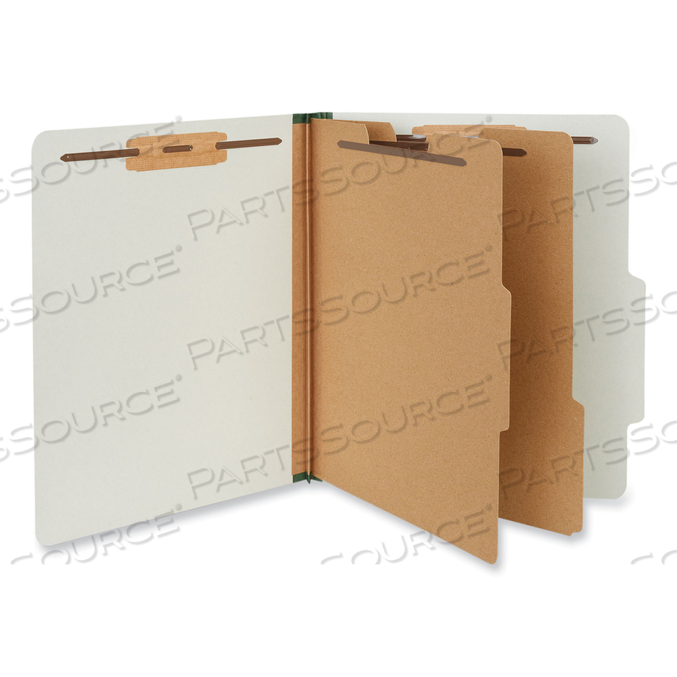 SIX-SECTION PRESSBOARD CLASSIFICATION FOLDERS, 2" EXPANSION, 2 DIVIDERS, 6 FASTENERS, LETTER SIZE, GRAY EXTERIOR by Universal