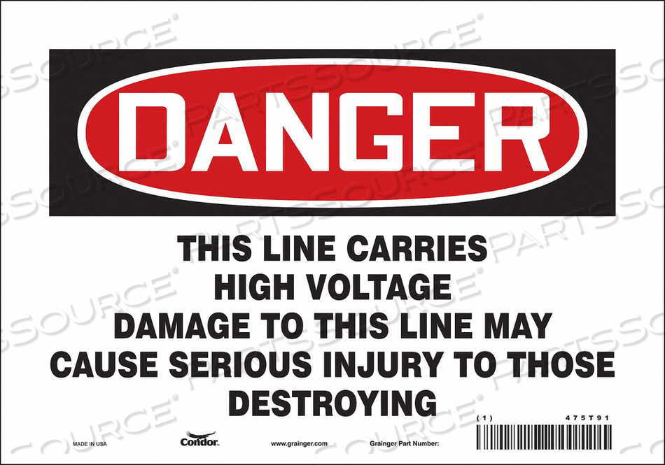 SAFETY SIGN 10 W 7 H 0.004 THICKNESS 