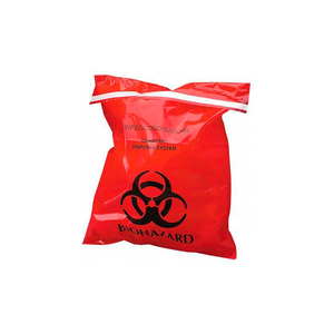 RED BIOHAZARD WASTE STICK-ON BAGS, 2 MIL, 9"W X 10"L, 100/BOX by Unimed-Midwest, INC