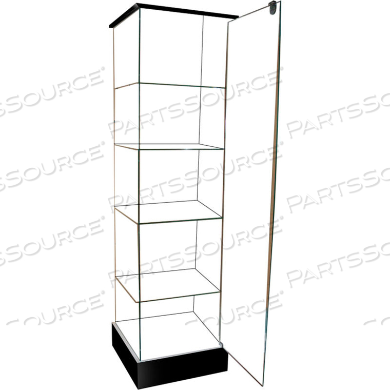 FRAMELESS GLASS SHOWCASE, FULL VISION, 20"W X 20"D X 72"H, 4 SHELVES 