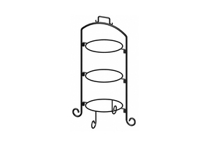 ROUND PLATE STAND BLACK IRON 3 TIER 9 IN by ITI