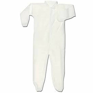 HD POLYPROPYLENE COVERALL, ELASTIC WRISTS & ANKLES, ZIPPER FRONT, SINGLE COLLAR, WHITE, 2XL, 25/CS by Keystone Safety