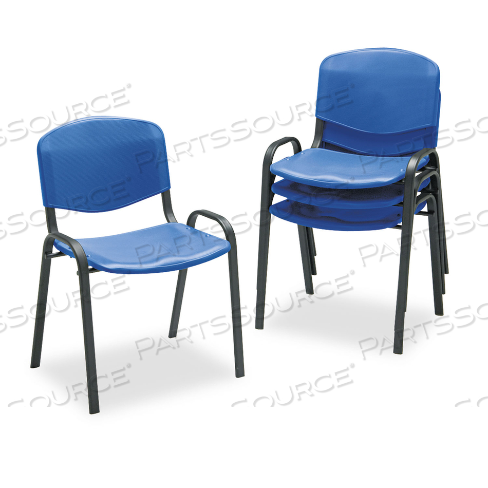 STACKING CHAIR, SUPPORTS UP TO 250 LB, 18" SEAT HEIGHT, BLUE SEAT, BLUE BACK, BLACK BASE by Safco