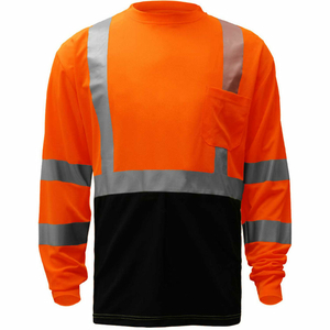 5114, CLASS 3, MICROFIBER BIRDSEYE LONG SLEEVE T-SHIRT W/ BLACK BOTTOM, ORANGE, 5XL by GSS Safety LLC