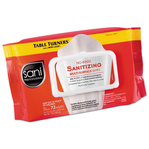 NO-RINSE SANITIZING  MULTI-SURFACE WIPES, 9 X 8, UNSCENTED, WHITE, 72 WIPES/PACK, 12 PACKS/CARTON by Sani Professional