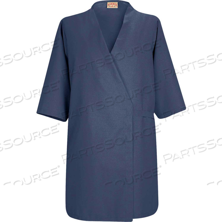 RED KAP COLLARLESS BUTCHER WRAP W/O POCKETS, NAVY, POLYESTER/COMBED COTTON, M by VF Imagewear, Inc.