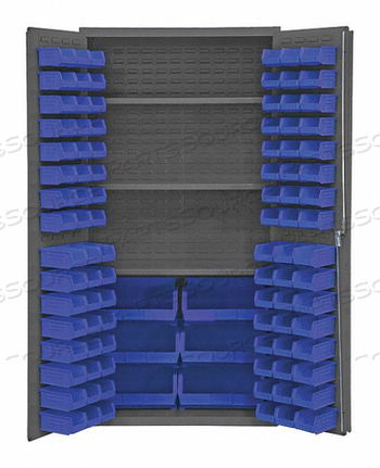 STORAGE BIN CABINET - 102 BLUE HOOK-ON BIN 3 ADJ. SHELF 36"WX24"DX72"H by Durham Manufacturing Company STORAGE BIN CABINET - 102 BLUE HOOK-ON BIN 3 ADJ. SHELF 36"WX24"DX72"H by Durham Manufacturing Company
