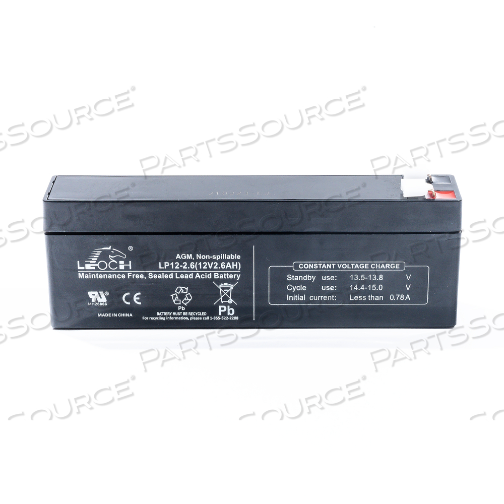 BATTERY, RECHARGEABLE SEALED LEAD ACID, 12V, 2.6 AH, 0.187 IN 