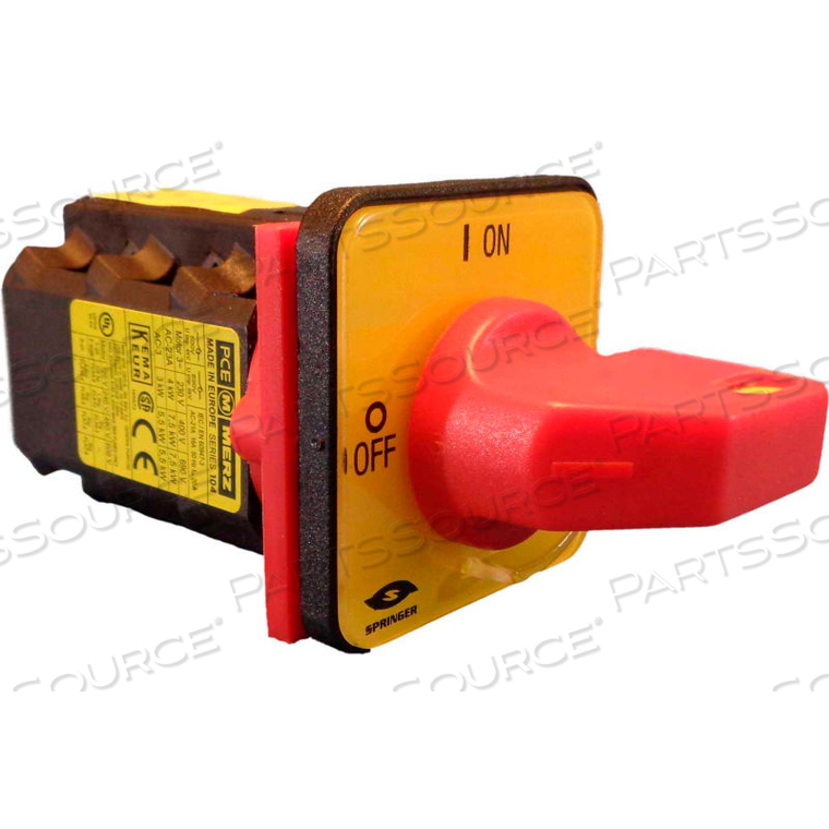 MERZ,16A,3-POLE, DISCONNECT SWITCH, RED/YELLOW, FRONT-MOUNT, LOCKOUT by Springer Controls Co. Inc MERZ,16A,3-POLE, DISCONNECT SWITCH, RED/YELLOW, FRONT-MOUNT, LOCKOUT by Springer Controls Co. Inc