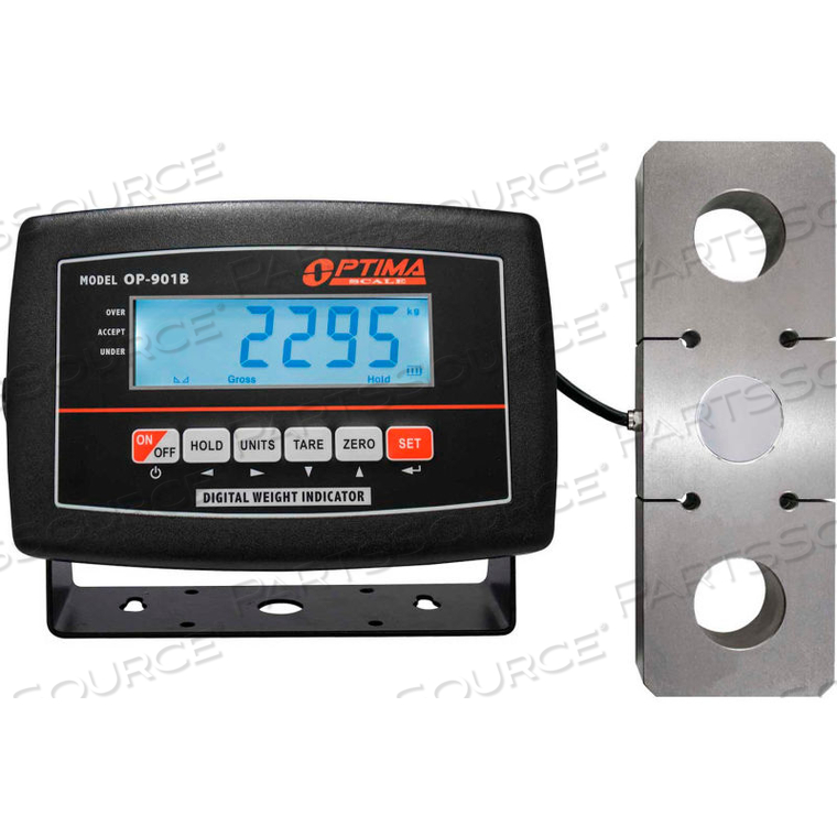 HEAVY DUTY TENSION LCD DIGITAL HANGING SCALE 50,000LB X 20LB by Optima Scale Manufacturing Inc.
