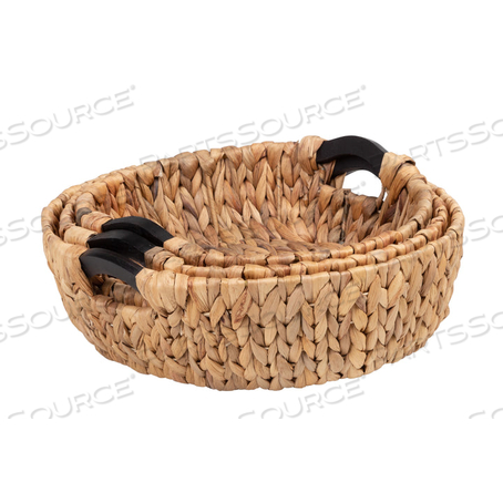 3-PIECE ROUND NATURAL WATER HYACINTH BASKET 