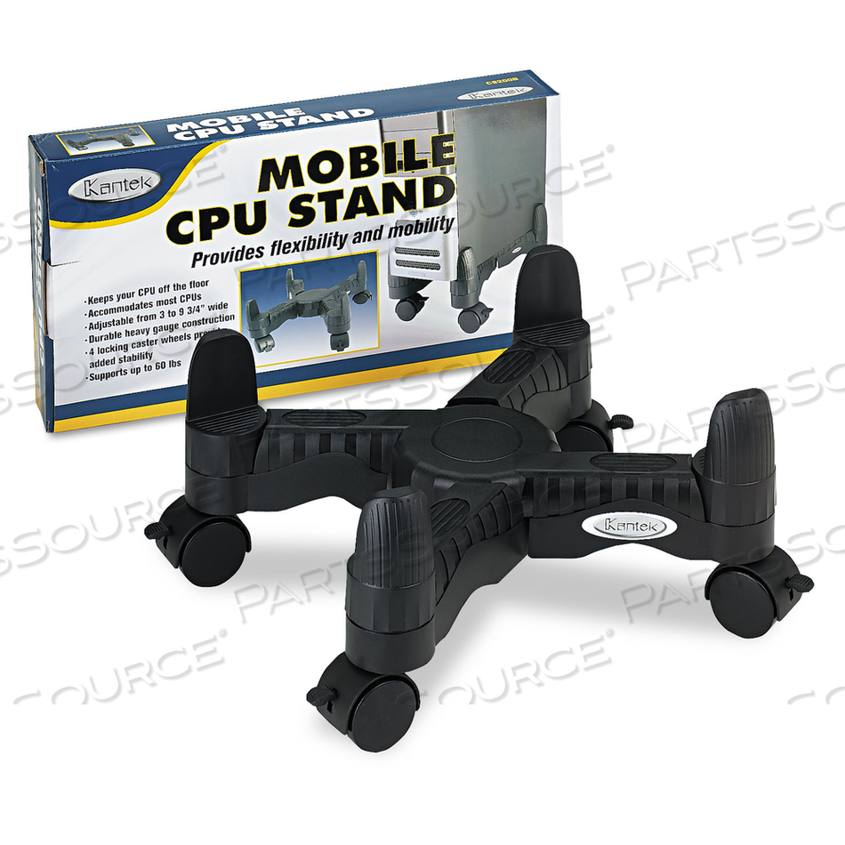 MOBILE CPU STAND, SUPPORTS 60 LB, 4.5W X 16D X 7H, BLACK by Kantek