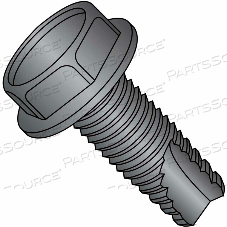 10-32 X 3/8 UNSLOTTED IND. HEX WASHER THREAD CUTTING SCREW - FULL THREAD BLACK OXIDE - PKG OF 8000 