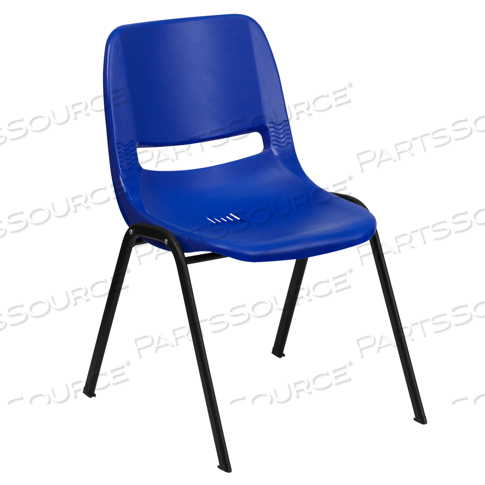 HERCULES SERIES 880 LB. CAPACITY BLUE ERGONOMIC SHELL STACK CHAIR WITH BLACK FRAME by Flash Furniture